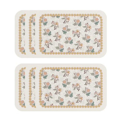 Vinyl Waterproof Placemats Set of 6 Rectangular,12"*17"-Hazel D | Wipeable Beautiful Print Place Mats,Stain Resistant,Heat Resistant,Everyday Meals,Kitchen,Dinning,Holiday,Decor - color: Hazel D