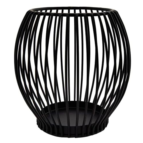 47th & Main Modern Pillar Candle Holder Lantern Votive Luminous Metal Wire Candleholder, 6" Dia x 6" H, Black - size: 6" Dia x 6" H