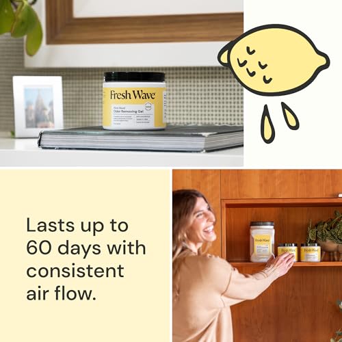 Fresh Wave Lemon Odor Eliminator Gel 2Pk 15 oz - Air Freshener for Home | Lasts 30-60 days. Plant-based odor absorber. No perfumes or harsh chemicals. Bathroom & closet deoderizer. Refills available. - size: 15 Fl Oz (Pack of 2)