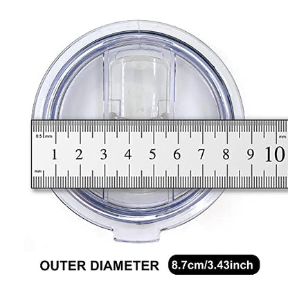 2 Replacement Lids for 20oz Stainless Steel Tumbler Travel Cup - Fits OF 3.2 INCH Yeti Rambler RTIC and others- Sliding(Transparent) - color: Transparent