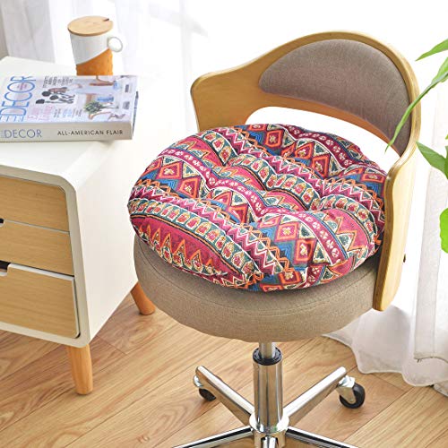 vctops Bohemian Soft Round Chair Pad Garden Patio Home Kitchen Office Seat Cushion Red Diameter 16" - color: Red, style: Diameter 16 Inch
