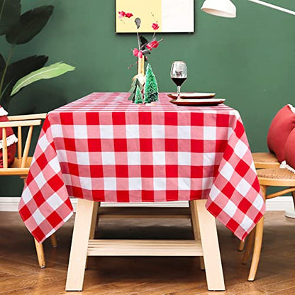 ShinyBeauty Checked Tablecloth Rectangle 54x80-Inch Red and White Buffalo Plaid Tablecloths Cotton Table Cover Gingham Table Cloths for Dining Rustic Lattice Tablecloth Buffalo Check Table Cloth - color: Red & White, size: 80" x 54" (Rectangular)
