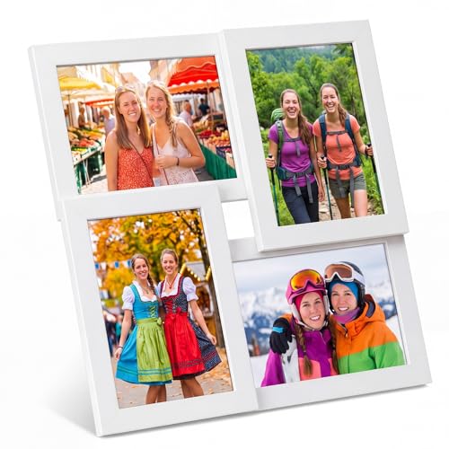 Marsui Collage Picture Frame 5x7 Inch Gallery Wall Frames 4 Opening Multi Photo Frame for Wall Decor Hanging and Tabletop Display for Family Portraits Wedding Memories and Modern Home Gallery(White) - color: White