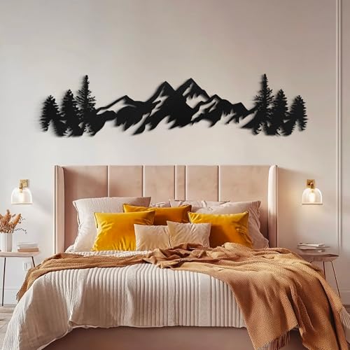 Royxen Metal Mountain Wall Art 71 Inch /54 Inch Long, Mountain Wall Decor, Mountain Art Wall Hangings for Living Room, Bedroom (54 x 13 Inches) - size: 54"L x 13"W