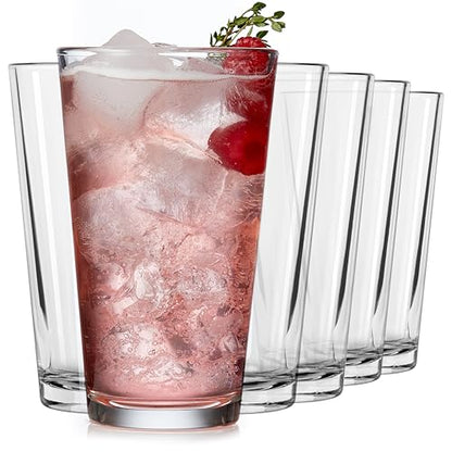 Libbey Bar Essentials Tumbler Glasses Set of 6, Modern Style 16 Oz Glass Set, Dishwasher Safe Tall Drinking Glasses Set for Wine, Beer, and Cocktail - color: Tumbler 6