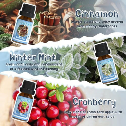 ARVIDSSON Winter Essential Oils Set, Holiday Fragrance Oil for Diffuser， Candle Making - Cinnamon, Christmas Wreath, Apple Cider, Gingerbread, Cranberry, Winter Mint Scented Oils for Home - color: Blue