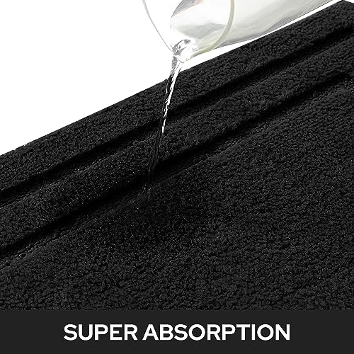 HOMEIDEAS Bathroom Rugs Sets 2 Piece, Super Soft and Absorbent Non Slip Microfiber Machine Washable Bath Mat Set (20" x 32" + 16" x 24", Black) - color: Loop- Black, size: 1'4" x 2'8" (16"x24"+20"x32")