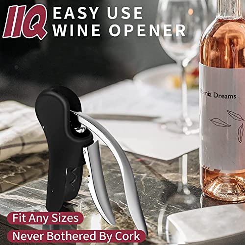 IIQ Wine Bottle Opener Corkscrew Set- Lever Corkscrew Wine Openers with Luxury Case, Foil Cutter, Wine Stopper,Pourer and Extra Spiral