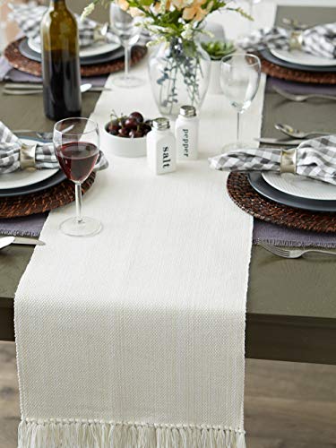 DII Variegated Tabletop Collection, Table Runner3x72, Off-White - color: Off-white, size: Table Runner, 13x72"