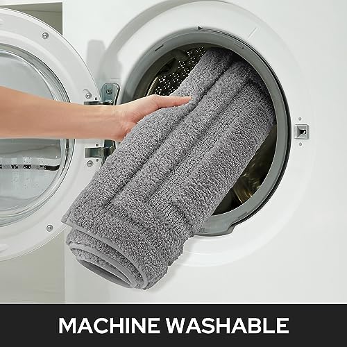 HOMEIDEAS Bathroom Rugs Sets 2 Piece, Super Soft and Absorbent Non Slip Microfiber Machine Washable Bath Mat Set (20" x 32" + 16" x 24", Grey) - color: Loop- Grey, size: 1'4" x 2'8" (16"x24"+20"x32")