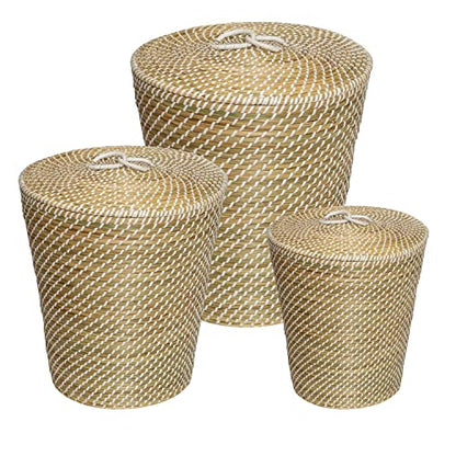 Honey Can Do Set of 3 Nesting Seagrass Snake Charmer's Baskets, Natural STO-08750 Natural