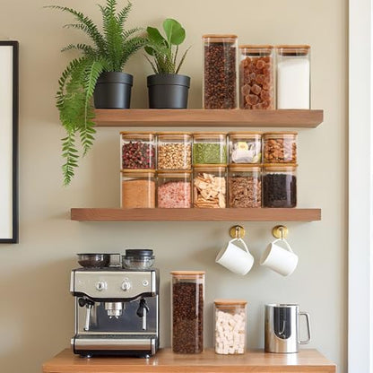 ComSaf Glass Storage Containers wtih Lids 1.9 Qt, Set of 3 Food Storage Jar | Pantry Storage Containers, Glass Jar, Square Canisters, Bamboo Lid with Silicone Seal, Cookie, Cereal, Coffee, 61oz, BPA Free - size: 1.9Qt*3