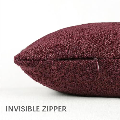 18x18 Boucle Throw Pillow Covers, Set of 2, Burgundy - color: Burgundy, size: 18" x 18" (Pack of 2)