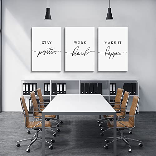 Framed Canvas Wall Art Positive Quote, Office Art, White Large Poster, Motivational Artwork Set of 3 Prints, Inspirational Poster Prints (G-3pcs,12x16inchx3pcs) - color: G-3pcs, size: 12x16inchx3pcs