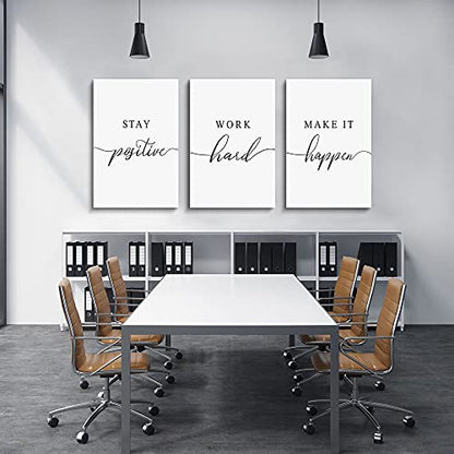 Framed Canvas Wall Art Positive Quote, Office Art, White Large Poster, Motivational Artwork Set of 3 Prints, Inspirational Poster Prints (G-3pcs,12x16inchx3pcs) - color: G-3pcs, size: 12x16inchx3pcs