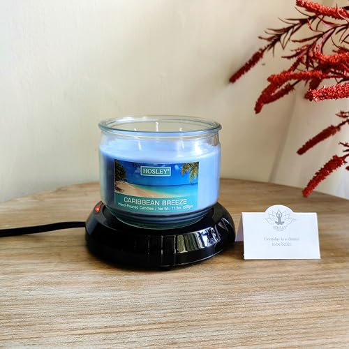 Hosley Black Electric Candle Warmer Large 5.4 Inch Diameter Ideal for Aromatherapy Home Office Dorm Rooms Hotels or Any Place that You Cannot Have an Open Flame