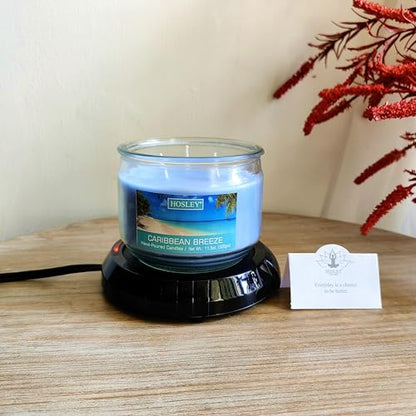 Hosley Black Electric Candle Warmer Large 5.4 Inch Diameter Ideal for Aromatherapy Home Office Dorm Rooms Hotels or Any Place that You Cannot Have an Open Flame
