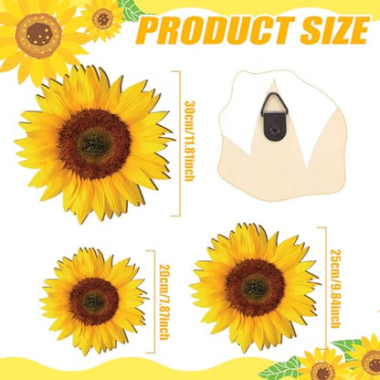Thyle 6 Pcs Summer Sunflower Wall Decor Wood Sunflower Wall Art Farmhouse Flower Hanging Decorations Indoor Summer Flower Wooden Hanging Sign for Home, Kitchen, Porch - style: Artistic Style