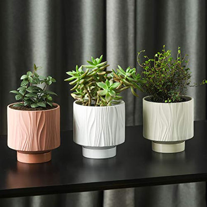 UBEE Ceramic Plant Pots for Indoor Plant, 5.5 inch Succulent Pot with Drainage Hole and Saucer, Flower Pot for Garden Home Desktop Office, Terracotta - color: Terracotta