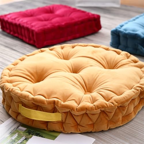 Lifup Large Round Floor Pillow, Meditation Cushions with Handle Blue 20" | Tufted Plush Cushions, Classroom, Balcony, Tatami Living Room, Office & Tatami, Yoga Seating - color: Blue