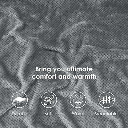 Waffle Sherpa Fleece Throw Blanket, Super Soft Fuzzy Warm, Lightweight Fluffy Reversible Plush Blanket for Bed Sofa Couch, 50 x 60 Inches Grey - color: Grey, size: 50x60 IN