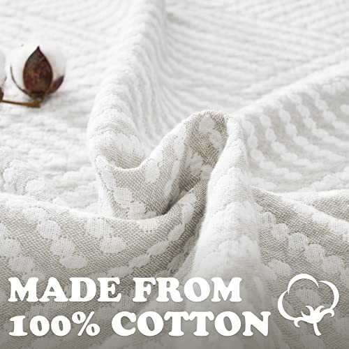 jinchan 100% Cotton Muslin Blanket Twin Boho Throw Blanket 50x60 Stone Gray | 3-Layer, Dotted Diamond Quilt, Cooling Breathable Lightweight, for Adult, Soft, Reversible, Summer, Couch, Sofa, Bedroom - color: B. Square Grey, size: 50"x60"