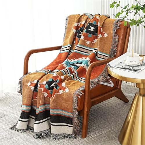 Homesy Aztec Throw Blanket Native Southwestern Bed Blankets 63"x87" Brown | Southwest Decor,Boho Style,Sofa Couch Chair Cover,Outdoor Beach Car Tent Travel Camping Use,Tapestry,Reversible and Tassel - color: Brown, size: 63"x87"