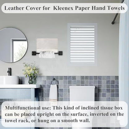 Hand Towels Box Cover,PU Leather Tissue Box Cover Holder Compatible with Kleenex Disposable Paper Hand Towels Suitable for Dining,Kitchen,Bathroom(1-White) - color: 1-white