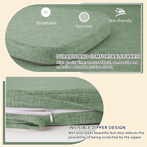 ELFJOY Non-Slip Chair Cushions for Dining Chairs Sage Green 16.7"x16" | 4 Pack, with Ties and Washable Cover, U Shape, Breathable Fabric, for Kitchen Dining Office Folding Chairs，Comfortable - color: Sage Green