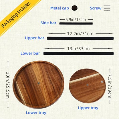 2-in-1 Spice Rack with Paper Towel Holder, Rotating Kitchen Countertop Storage, Lazy Susan Turntable Organizer, 2 Tier Wood tray for Kitchen, BBQ, Party, Tall Bottle Compatible
