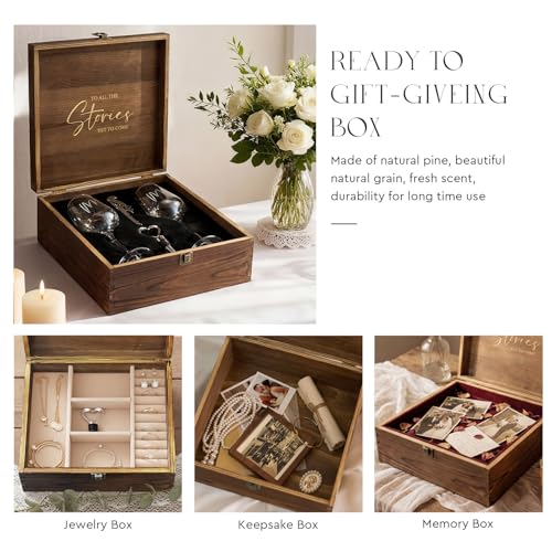 AW BRIDAL Mr and Mrs Wine Glasses, Bridal Shower Wedding Gifts for Couples | Engagement Gift for Newlyweds 2026, Bachelorette Gifts for Bride to Be, Wedding Glass with Opener Stopper Wooden Keepsake Box - style: Mr & Mrs