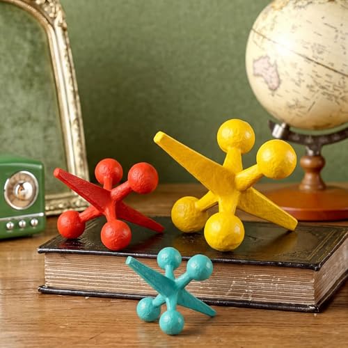 AceOrbit 3 Pcs Mid Century Modern Decor Cast Iron Jack Figurine Set Medieval Table Decor Orange Blue Yellow Cast Iron Jack Ornaments for Home Office Living Room Cabinets Bookshelves Desktop Decoration - style: Cast Iron Jack