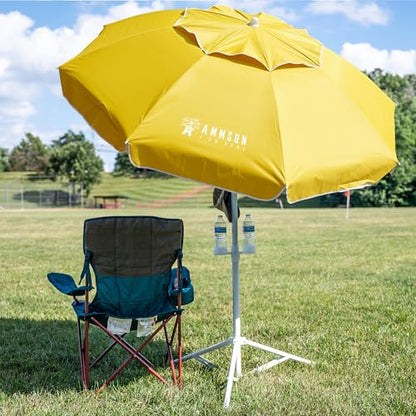 AMMSUN Shade Umbrella, Premium Portable Umbrella with Stand, 6.5ft Lightweight Free Standing Canopy for Sporting Games, Adjustable Instant Sun Protection and Easy to Carry, Yellow - color: Yellow
