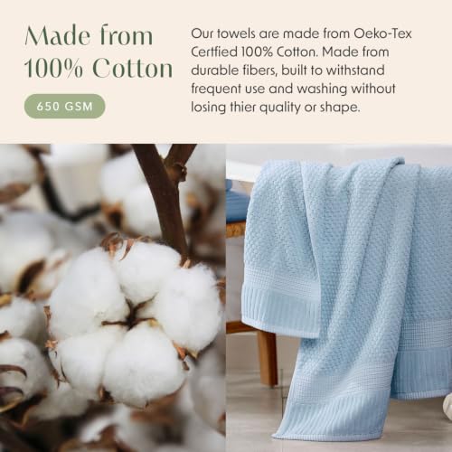 100% Cotton 6 Piece Bath Towel Set | Blue Towels | Oeko‑TEX Standard 100 | Soft & Absorbent, Quick‑Dry | Trinity Collection - Chambray Blue - color: Chambray Blue, size: 6 Piece Set