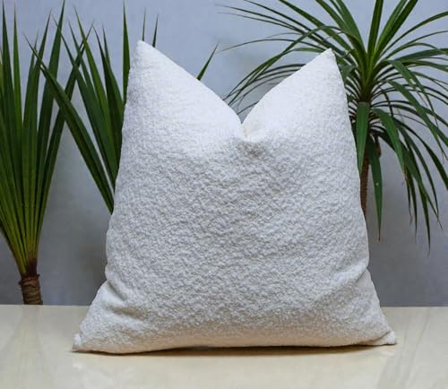 Boucle Decorative Pillow Cover – Soft Textured Throw Pillow Case for Sofa, Couch, Living Room & Bedroom - size: 14 x 20 inches