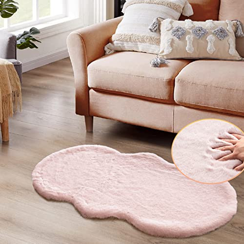 ORINOVA Pink Fuzzy Washable Furry Area Rugs for Living Room Faux Rabbit Fur Nursery Rug for Bedroom 2x4 Runner Rug - color: Pink, size: 2' x 4' (Oblong)