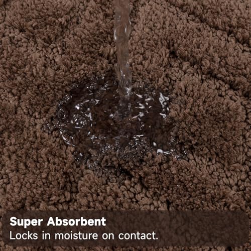 Bsmathom 3 Piece Bathroom Rug Sets, Non Slip Microfiber Bath Mat, Coffee | Plush Water Absorbent Bath Rug Sets with U-Shaped Contour Toilet Mat, Machine Washable Carpet for Bathroom Sink, Shower - color: Coffee