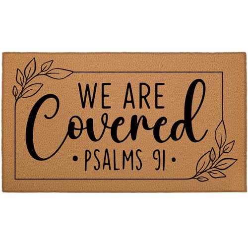 We are Covered Psalm 91 Door Mat, Christian Doormat Decorations Outdoor, Front Door Rug for Outside Entrance Home Decor(17.7 X 29.5 Inches) - size: 2'4" x 1'4" (Rectangular)