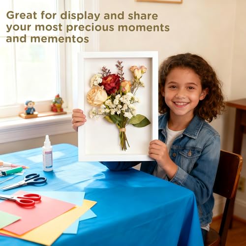 2 Pack Shadow Box Frame 11"x 14" - Wood Deep Shadowbox with Glass Shadow Boxes Display Cases Suitable for Photos, Dried Flowers, Handicrafts Picture Frames for Wall Hanging Tabletop (White) - size: 11×14-2pcs-white