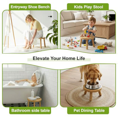 Wood Plant Stands 3-Pack Indoor, Plant Stool, Light Brown | Premium carbonized pine with moisture-resistant, burr-free finish, Snap together in 60 seconds, no tools needed - color: Light Brown, size: 3-Pack