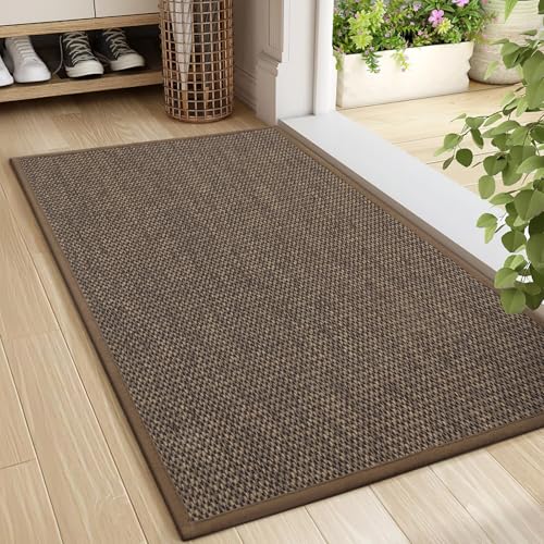 Door Mat 24"x36", Non Slip Door Mat Indoor Entrance, Rubber Backing Front Indoor Door mats Washable Absorbent Low-Profile Entryway Entry Resist Dirt Inside Door Mats, Brown - color: Coffee, size: 2' X 3' (Rectangular)