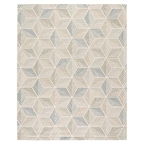 Dash & Albert Karari Blue Geometric Hand Hooked Wool Rug, 7'6"x9'6" | Hand Hooked Wool Rug, , Geometric Pattern - color: Blue, size: 7'6" x 9'6" (Rectangular)