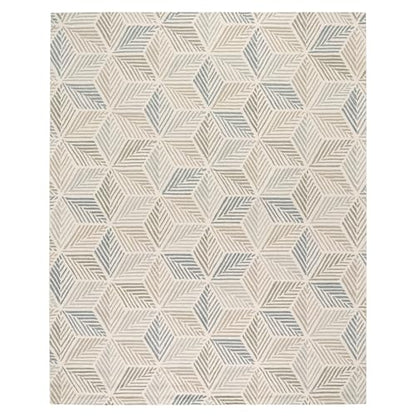Dash & Albert Karari Blue Geometric Hand Hooked Wool Rug, 7'6"x9'6" | Hand Hooked Wool Rug, , Geometric Pattern - color: Blue, size: 7'6" x 9'6" (Rectangular)