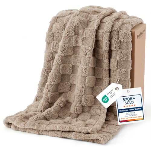 Bedsure GentleSoft Light Brown Throw Blanket for Couch - Super Soft Cozy Blankets Gifts for Kids Girls, Cute Small Fleece Throws for Bedroom Home Decor, 50x70 Inches - color: 03 Light Brown, size: Throw XL (50" X 70")