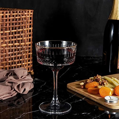 Vintage Coupe Glasses Set of 4, Champagne, Cocktail, Martini, Wine Glasses, Long Stem Glassware, (8.8oz/260ml) (4 Pack Gold Rimmed) - style: 4 Pack Gold Rimmed