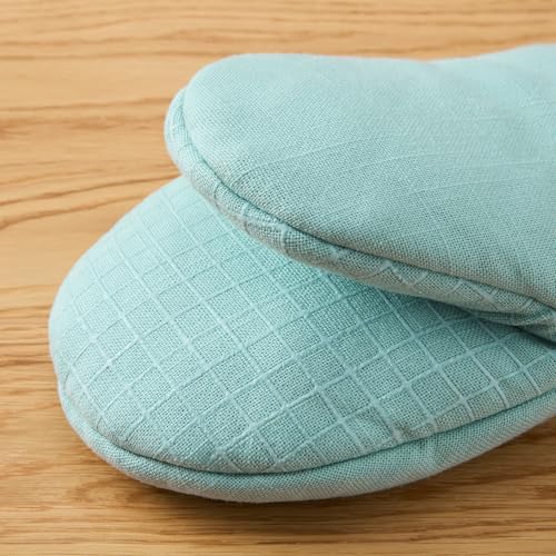 KITCHENAID Gourmet Series Gridlines Mini Oven Mitts 2-Pack Set, Heat Resistant up to 600°F, Soft Silicone Grip, Magnetic Cuff, Mineral Water Aqua, 5.5"x9" - color: Mineral Water Aqua