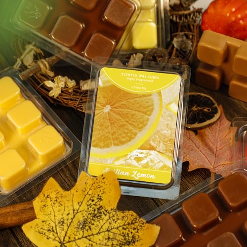 SCENTORINI Wax Melts, Sicilian Lemon Scent, Summer Scented Wax Cubes | Natural Soy Wax Melts for Candle Making, Wax Warmer, Home Fragrance Decoration, 4-Pack - size: Sicilian Lemon - 4 Pack