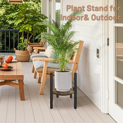 Adjustable Plant Stand, Mid Century Modern Indoor Plants Stands - Fits 8 to 13 Inches Pots - Stable Wood Single Small Plant Stool for Living Room