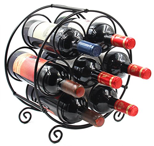 7 Bottles Freestanding Countertop Wine Rack, Metal Small Table Top Wine Rack, Drink Organizer Bottle Holder, Kitchen Organizers and Storage, Black - color: Black, size: 7 Bottles