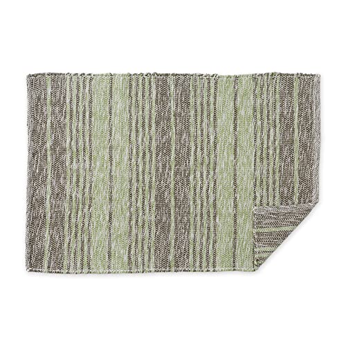 DII Woven Rag Rug Collection Recycled Yarn Variegated Rustic Stripe, 2x3', Artichoke - color: Artichoke